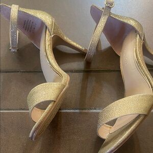 Kelly & Katie Gold Glitter Ankle-Strap Heels